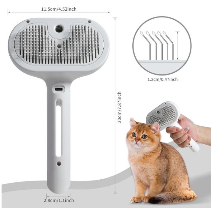 2-in-1 Pet Grooming Spray Brush