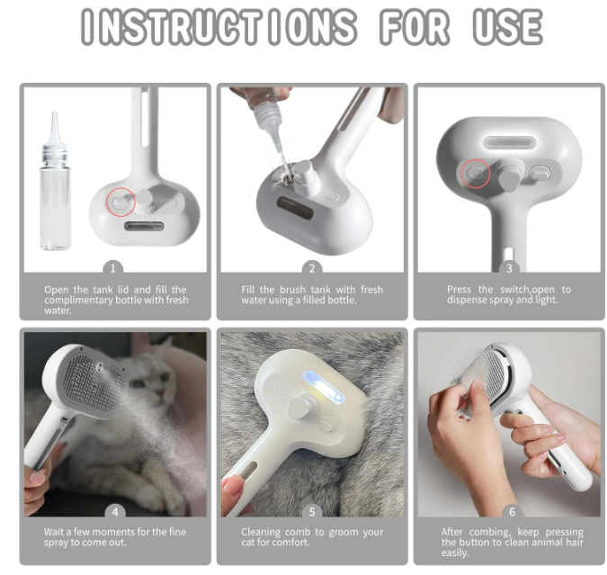 2-in-1 Pet Grooming Spray Brush